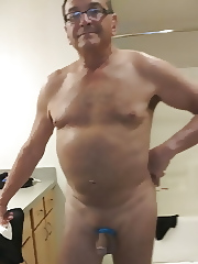 Getting ready to play with the strapon